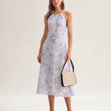 Clarice - Floral Blue Midi Dress