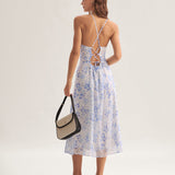 Clarice - Floral Blue Midi Dress