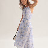 Clarice - Floral Blue Midi Dress